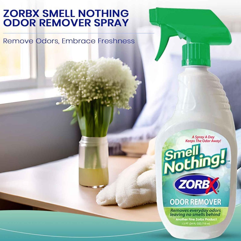 ZORBX Smell Nothing Odor Remover Spray 24 FL Oz â€“ Unscented & Perfume Free Odor Absorber for Strong Odors - Advanced Odor Neutralizer & Pet Odor Remover for Couch, Car, Carpet & Diaper Pail Smells - Image 2
